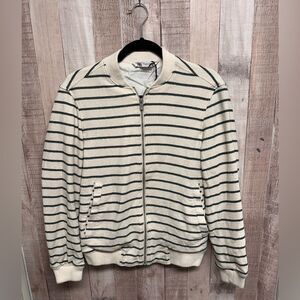 Zara Men’s striped knit cotton bomber jacket NWOT